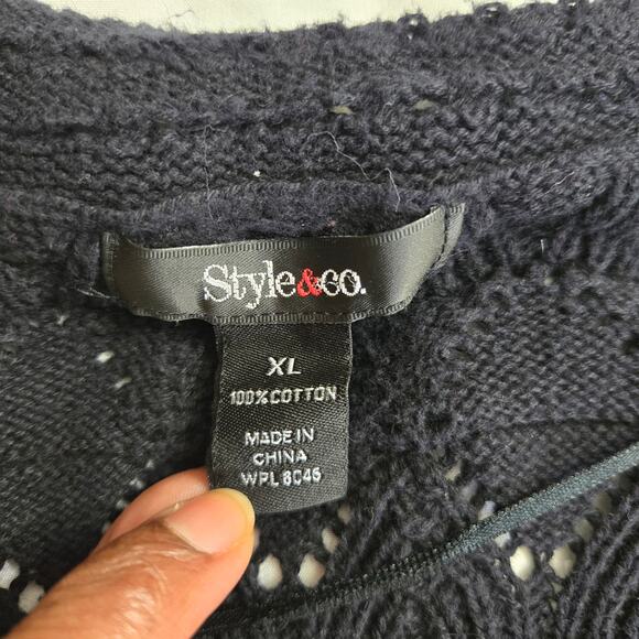 Style & Co Women Boho Whimsigoth Flare Sleeve  Open Knit Crochet Cardigan Top XL - Picture 6 of 9